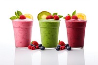 Three smoothies fruit strawberry raspberry. AI generated Image by rawpixel.