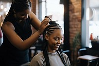 Braids adult woman togetherness. 