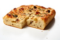 Focaccia bread food white background. 