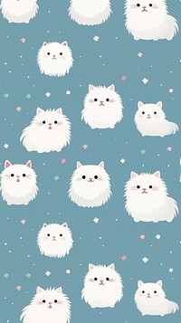 White persian cat backgrounds pattern cartoon. AI generated Image by rawpixel.