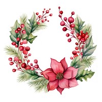 PNG Watercolor wreath christmas red white background celebration. 