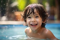 Summer swimming laughing portrait. 