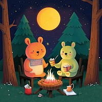 Sitting nature night fire. AI generated Image by rawpixel.