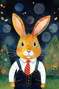 A rabbit wearing school uniform animal cartoon mammal. 