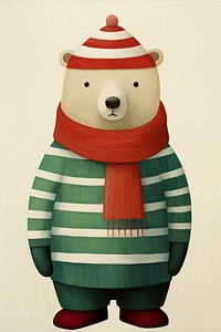 A little cartoon bear striped snowman toy. AI generated Image by rawpixel.