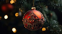 A christmas tree decoration red illuminated celebration. AI generated Image by rawpixel.