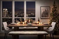 Urban dining room christmas architecture decoration. AI generated Image by rawpixel.