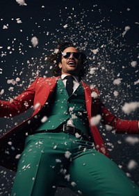 Fashion ad campaign glasses snow portrait. AI generated Image by rawpixel.