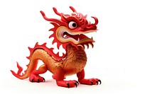 Metal Chinese Dragon dragon red white background. AI generated Image by rawpixel.
