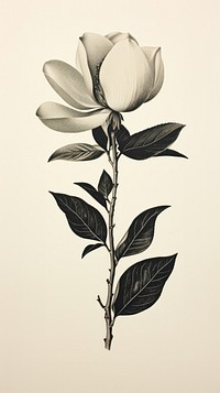 Vintage magnolia drawing flower sketch. AI generated Image by rawpixel.
