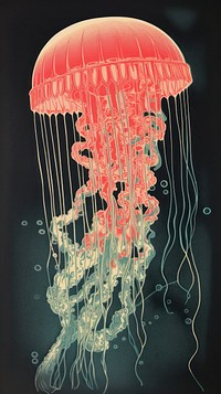 Jellyfish red invertebrate underwater. AI generated Image by rawpixel.