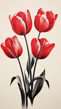 Romantic tulips flower plant art. AI generated Image by rawpixel.