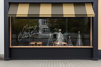 Cafe facade with Christmas decorations