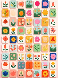 Colorful flower blocks pattern art backgrounds. AI generated Image by rawpixel.