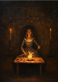 A witch painting art candle. AI generated Image by rawpixel.