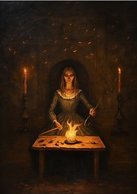 A witch painting art candle. 