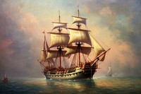 A pirate ship painting sailboat vehicle. AI generated Image by rawpixel.