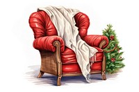 Christmas blanket armchair furniture white background. AI generated Image by rawpixel.