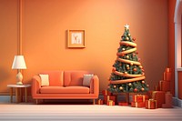Christmas living room christmas furniture art. AI generated Image by rawpixel.