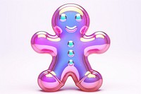 Gingerbread man iridescent dessert purple white background. AI generated Image by rawpixel.