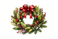 Christmas door wreath plant white background illuminated. AI generated Image by rawpixel.