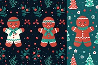 Christmas pattern gingerbread snow. AI generated Image by rawpixel.