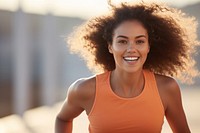 Mixed race woman running outdoors sports adult. AI generated Image by rawpixel.