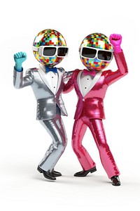 A couple dancing helmet white background togetherness. AI generated Image by rawpixel.