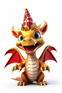 A happy cartoon dragon cute white background representation. AI generated Image by rawpixel.