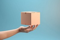 Hand holding a box cardboard carton package. AI generated Image by rawpixel.
