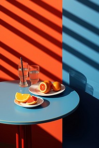 Table food grapefruit furniture. AI generated Image by rawpixel.