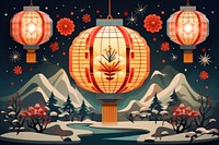 Chinese paper lantern holiday winter art. AI generated Image by rawpixel.