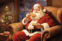 Santa eating christmas cookies adult food living room. AI generated Image by rawpixel.