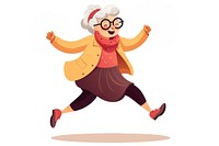 Old woman dancing cartoon white background celebration. AI generated Image by rawpixel.