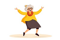 Old woman dancing cartoon adult white background. AI generated Image by rawpixel.
