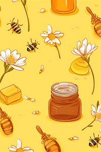 Cute wallpaper honey backgrounds honeycomb. AI generated Image by rawpixel.
