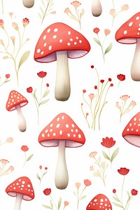 Cute wallpaper mushroom backgrounds pattern. AI generated Image by rawpixel.