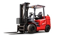 Powerful electric forklift red delivering. AI generated Image by rawpixel.