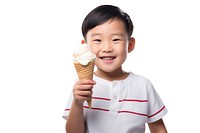 Asian boy holding dessert eating smile. AI generated Image by rawpixel.