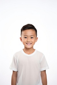 Asian boy smiling portrait t-shirt sleeve. AI generated Image by rawpixel.