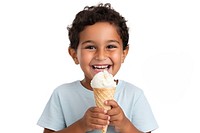 Boy holding dessert eating cream. AI generated Image by rawpixel.