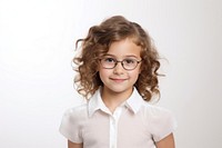 Young girl glasses portrait smile. AI generated Image by rawpixel.