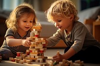 Kids building blocks child toy togetherness. AI generated Image by rawpixel.