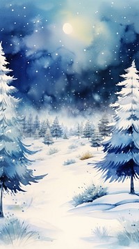 Snowy christmas wallpaper landscape outdoors winter. AI generated Image by rawpixel.