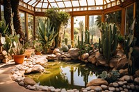 Greenhouse garden pond outdoors. AI generated Image by rawpixel.