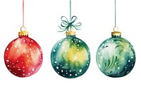PNG Christmas balls decorations ornament watercolor vector illuminated celebration accessories. AI generated Image by rawpixel.