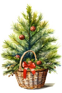 Christmas tree basket decoration plant. AI generated Image by rawpixel.