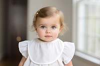 Baby wearing bib portrait white photo. AI generated Image by rawpixel.