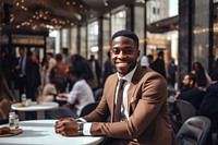 Young African business man sitting adult architecture. AI generated Image by rawpixel.