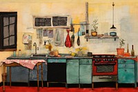 Kitchen painting sink art. AI generated Image by rawpixel.